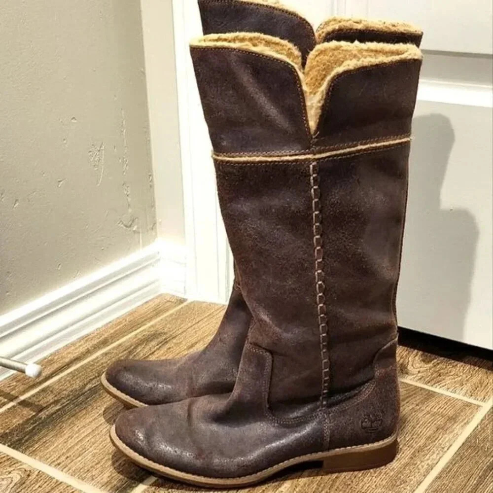 Timberland Boot Sz 8M Warm Brown Leather‎ Women 25670m
